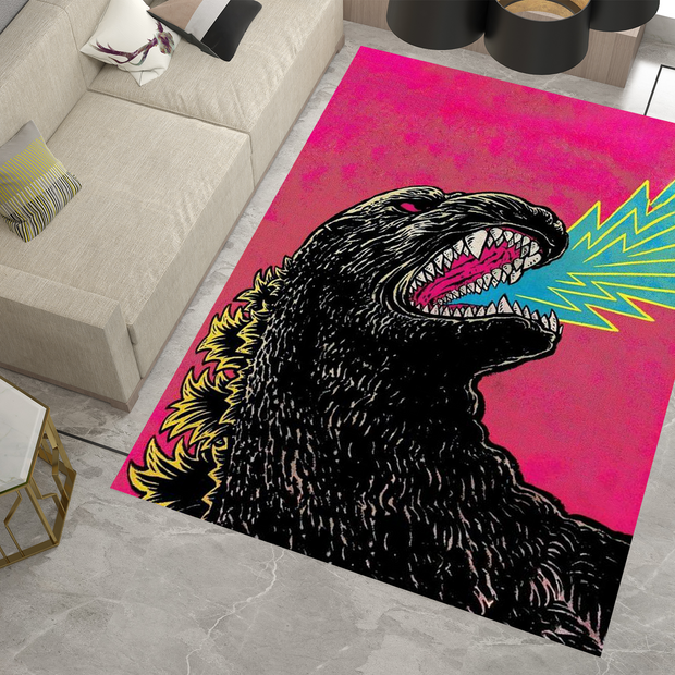 Godzilla Neon Monster Rug - Bold and Retro Godzilla-Inspired Design Carpet