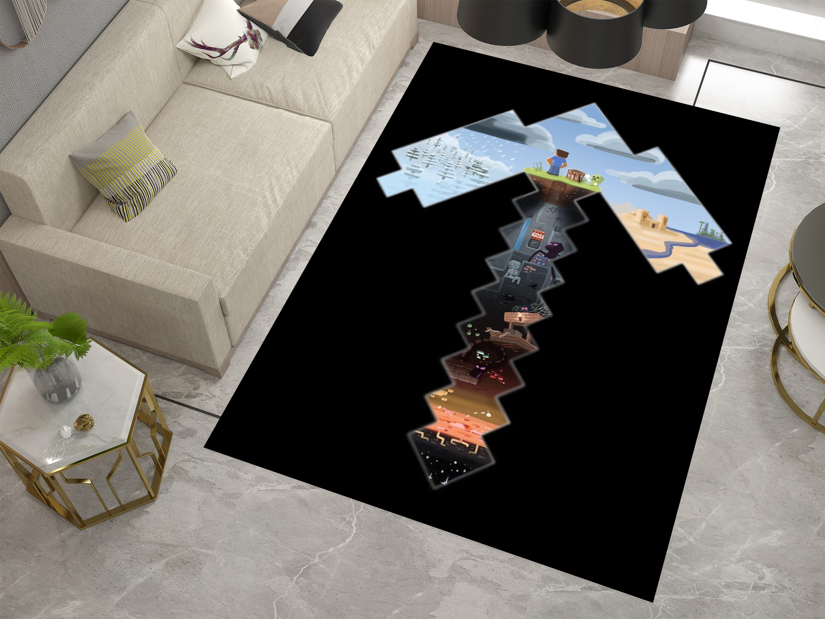 Minecraft Arrow Journey Custom Rug – Perfect for Gamers and Creators, Gamer Carpet