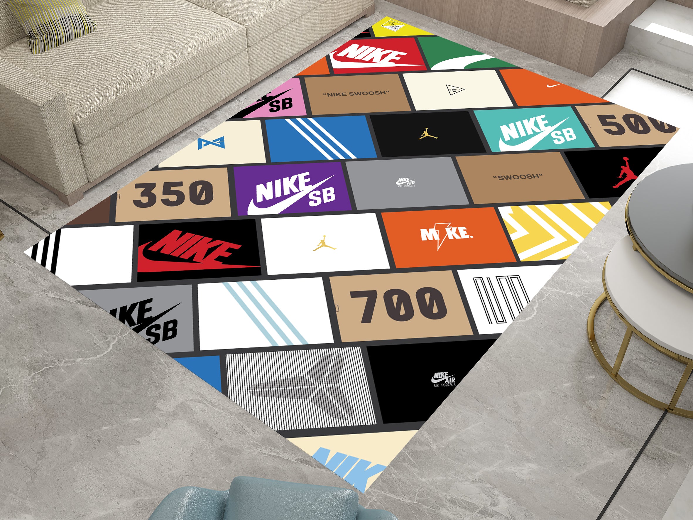 Sneakerhead Box Logo Rug – Perfect for Streetwear and Sneaker Enthusiasts Carpet