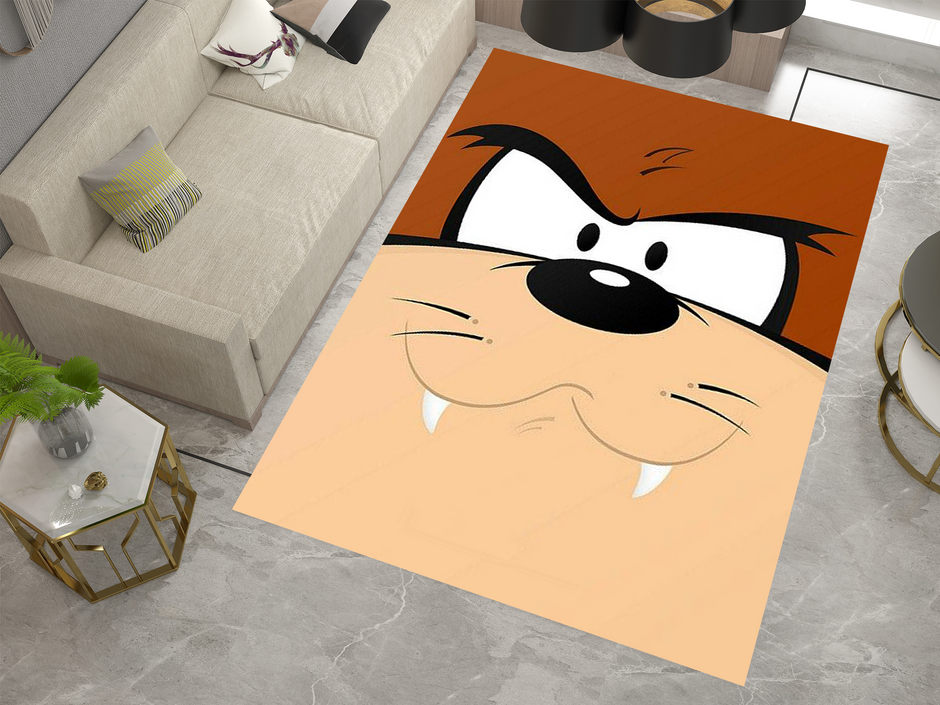 Taz Face Monster Rug - Tasmanian Devil Design for Looney Tunes Fans, Cartoon Carpet