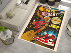 Space Jordan Comic-Style Basketball Rug - Retro Air Jordan Décor, Basketball Carpet