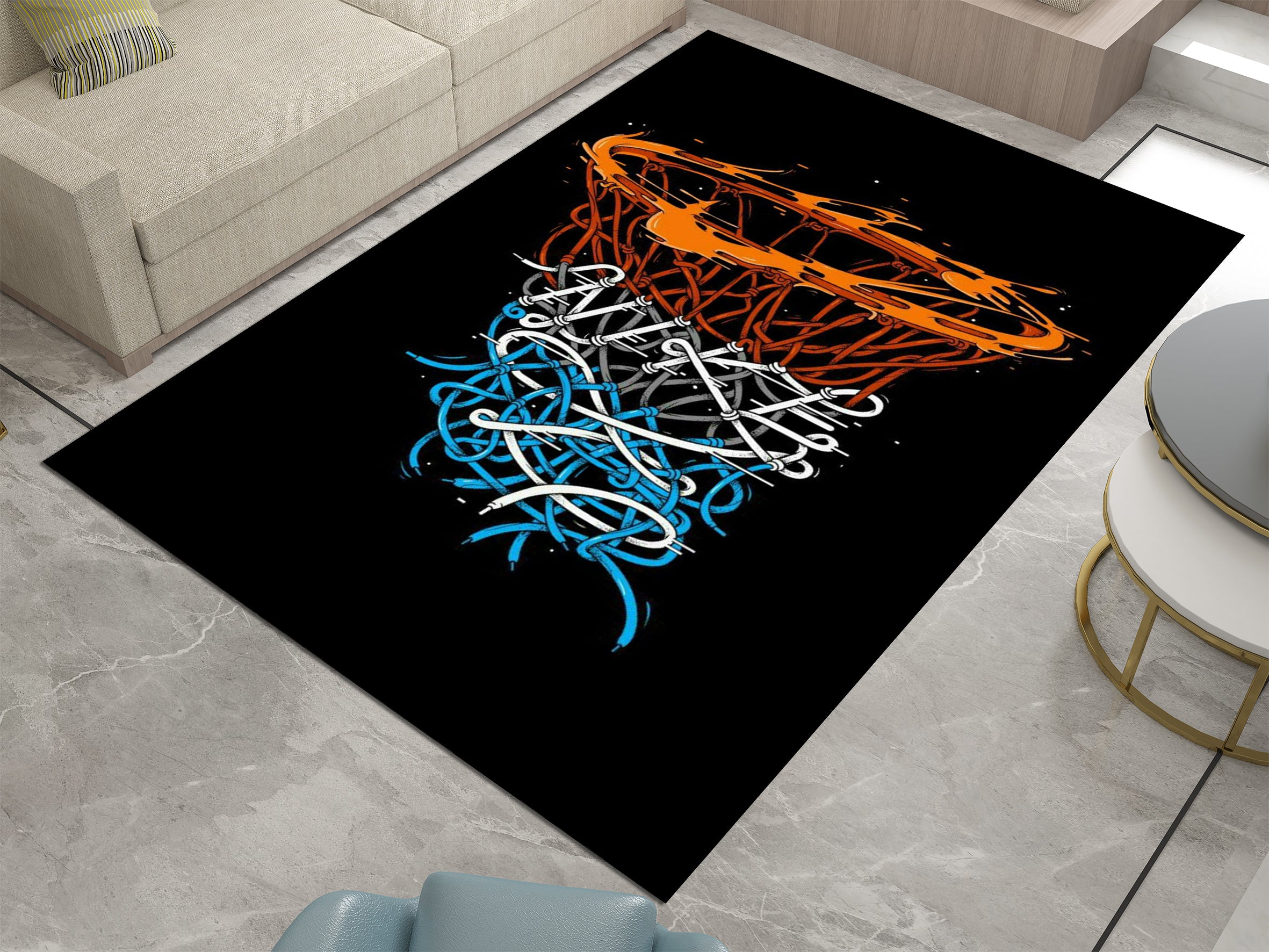 Nike Basketball-Inspired Custom Rug – Iconic Basketball Design for Your Space, GYM Carpet