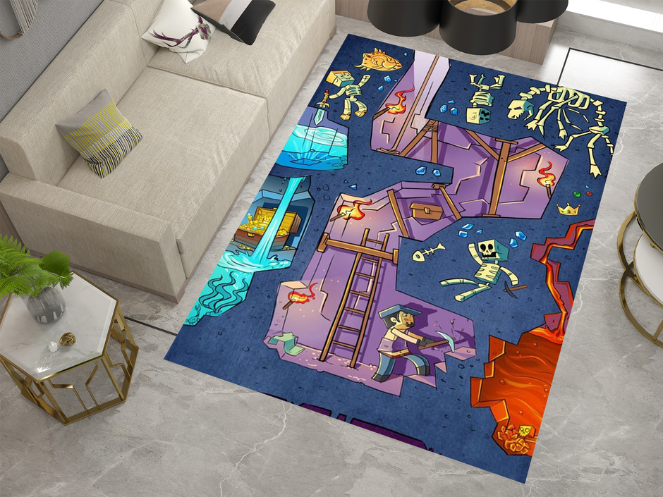 Minecraft Dungeon Adventure Custom Rug – Perfect for Gamers and Adventurers Carpet