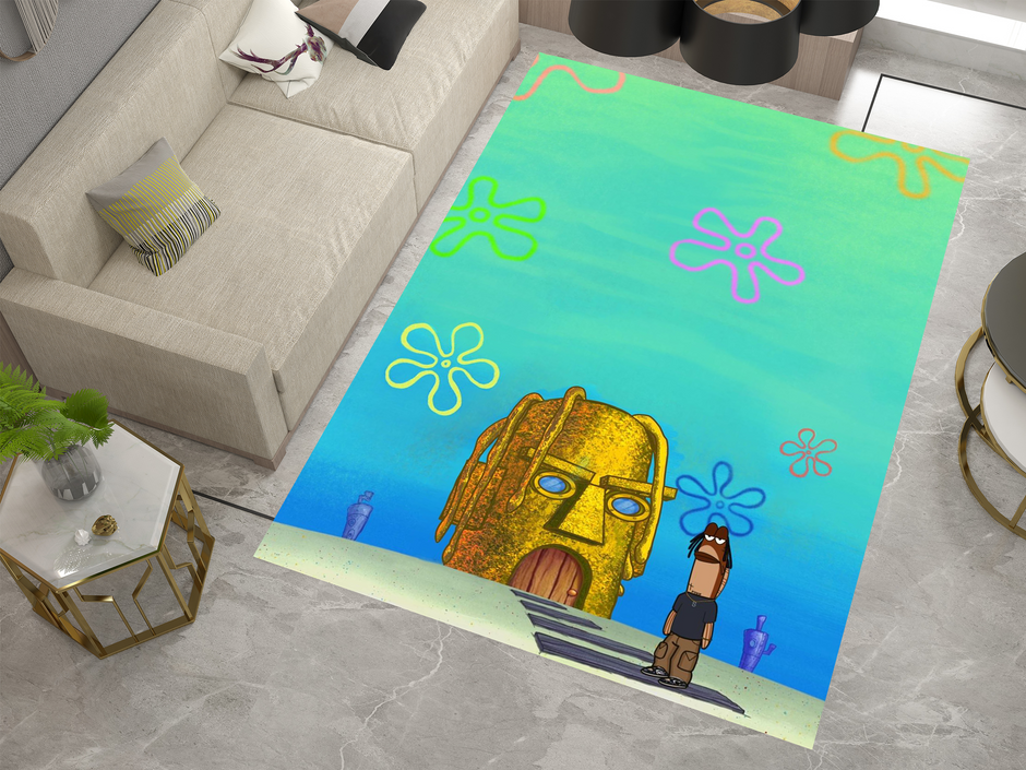 Spongebob Rug Design Travis SpongeBob Edition Rug - Fun and Quirky Crossover Design, Hip-ho ...