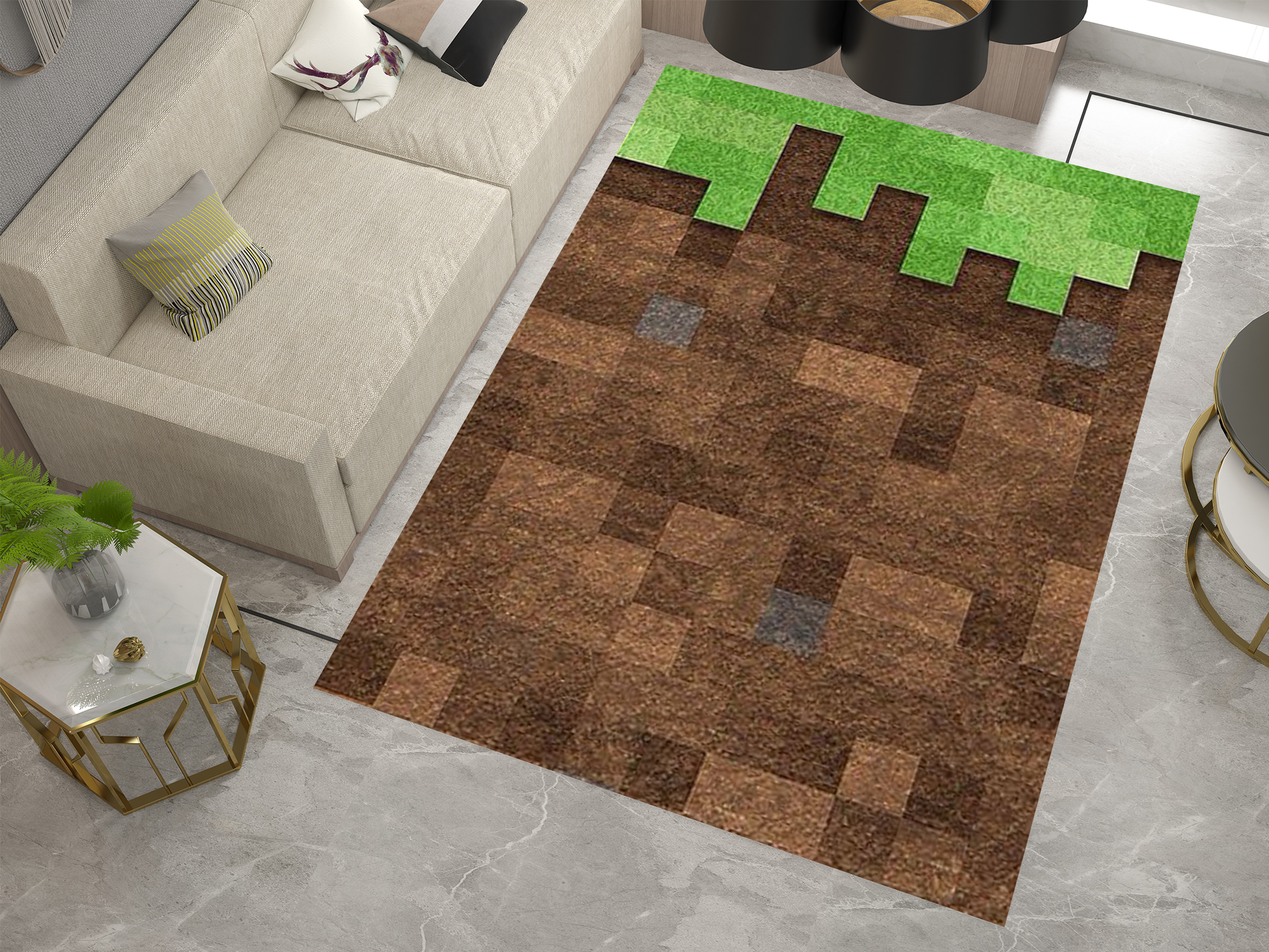 Minecraft Grass Block Custom Rug – Iconic Gaming Decor Carpet for Any Space