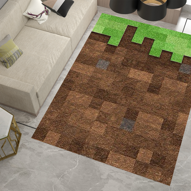 Minecraft Grass Block Custom Rug – Iconic Gaming Decor Carpet for Any Space