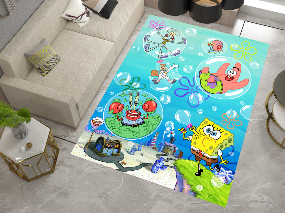SpongeBob Rug, Cartoon-Inspired Carpet, Kids' Room Rug
