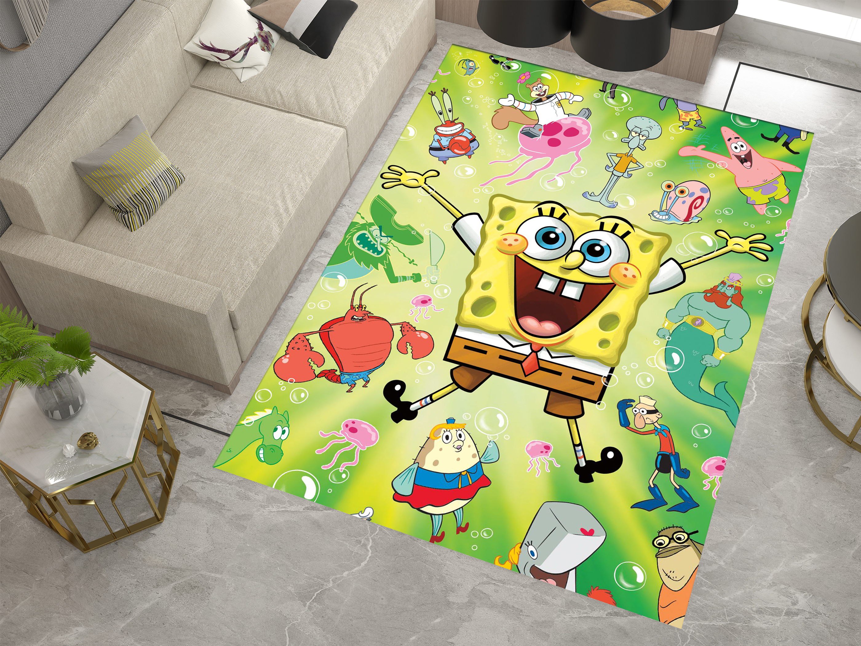 SpongeBob Rug, Cartoon-Inspired Carpet, Kids' Room Rug