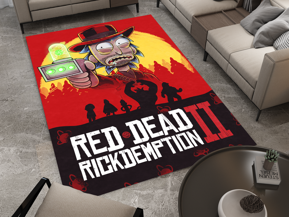 Rick and Morty  Red Dead Rug, Cartoon-Inspired Carpet, Portal Rick Rug, Geek Gift, RDR 2 Gamer Rug