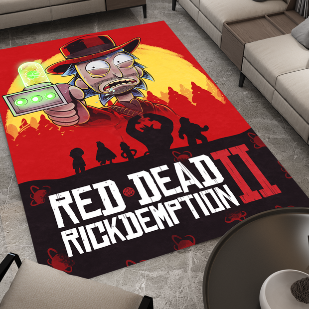 Rick and Morty  Red Dead Rug, Cartoon-Inspired Carpet, Portal Rick Rug, Geek Gift, RDR 2 Gamer Rug