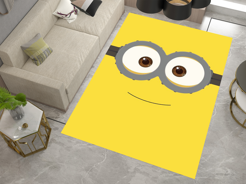 Minion Smile Rug, Cartoon-Inspired Carpet, Kids' Room Rug