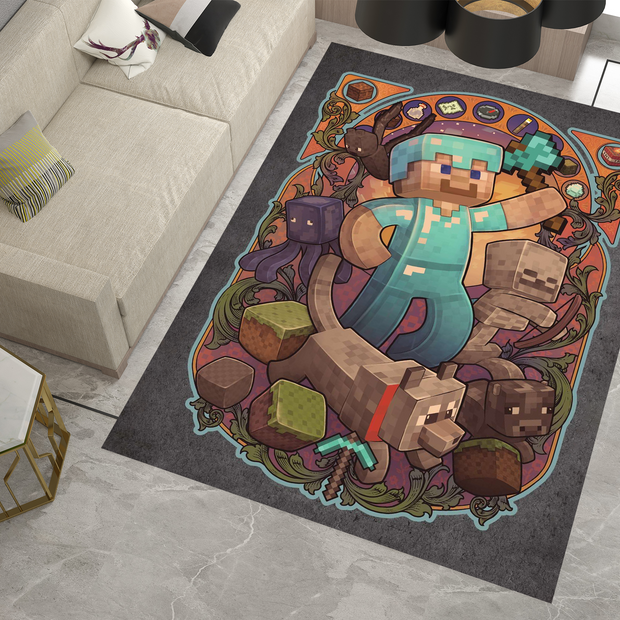 Minecraft-Themed Jack Rug – Cozy and Unique Gaming Decor, Gamer Carpet