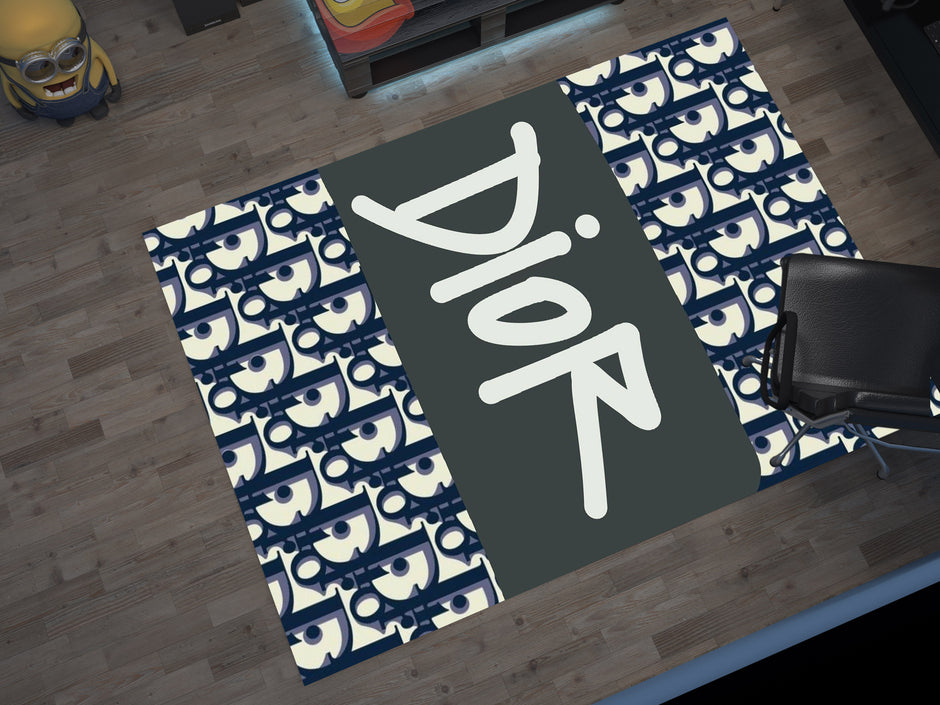 Dior-Inspired Black and White Rug – A Luxury Fashion Statement for Your Space