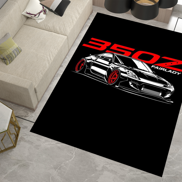 Nissan 350Z GTR Car Rug, Racing Inspired Carpet, Garage Rug