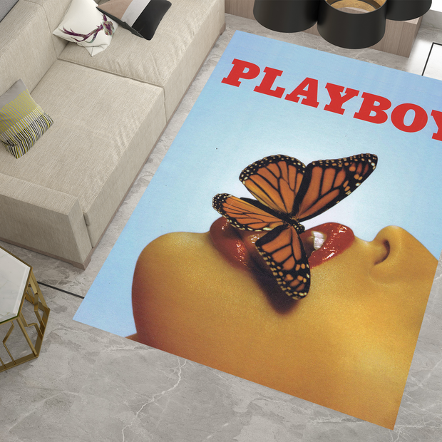 Playboy Vintage Butterfly Lips Rug - Bold and Artistic Custom Home Décor Carpet