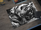 Eye of the Tiger Rug, Vivid Tiger Eyes Carpet, Wild Animal Art, Survivor Jungle-Inspired Carpet