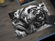 Eye of the Tiger Rug, Vivid Tiger Eyes Carpet, Wild Animal Art, Survivor Jungle-Inspired Carpet