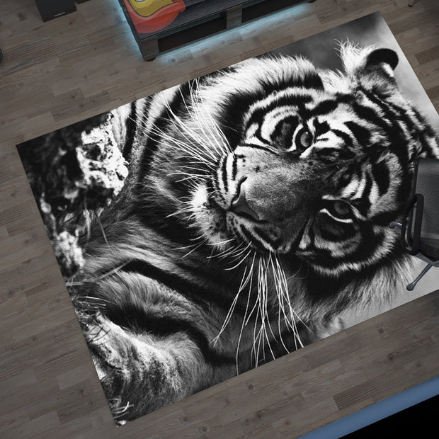 Eye of the Tiger Rug, Vivid Tiger Eyes Carpet, Wild Animal Art, Survivor Jungle-Inspired Carpet