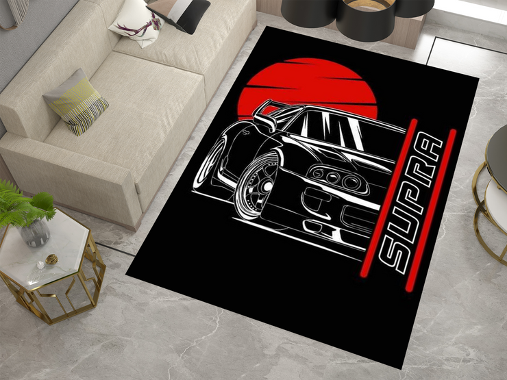 Supra Car Rug, Racing Inspired Carpet, Garage Rug, Toyota Supra Decoration