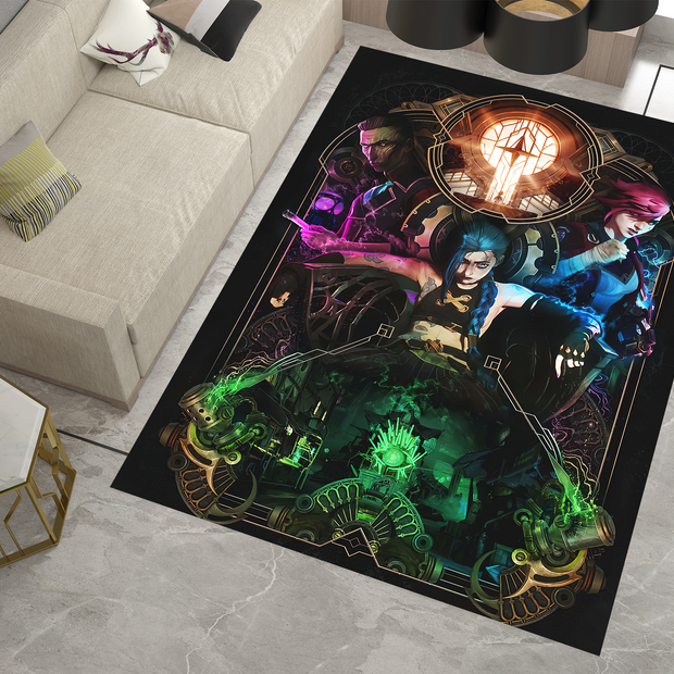 Arcane Jinx Vi Rug, League of Legends Carpet, Gamer Rug Decoration