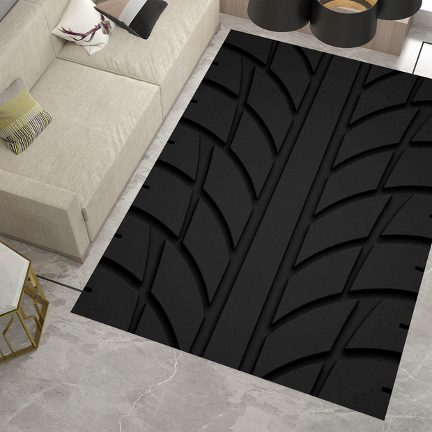 Wheel Car Rug, Racing Inspired Carpet, Garage Rug