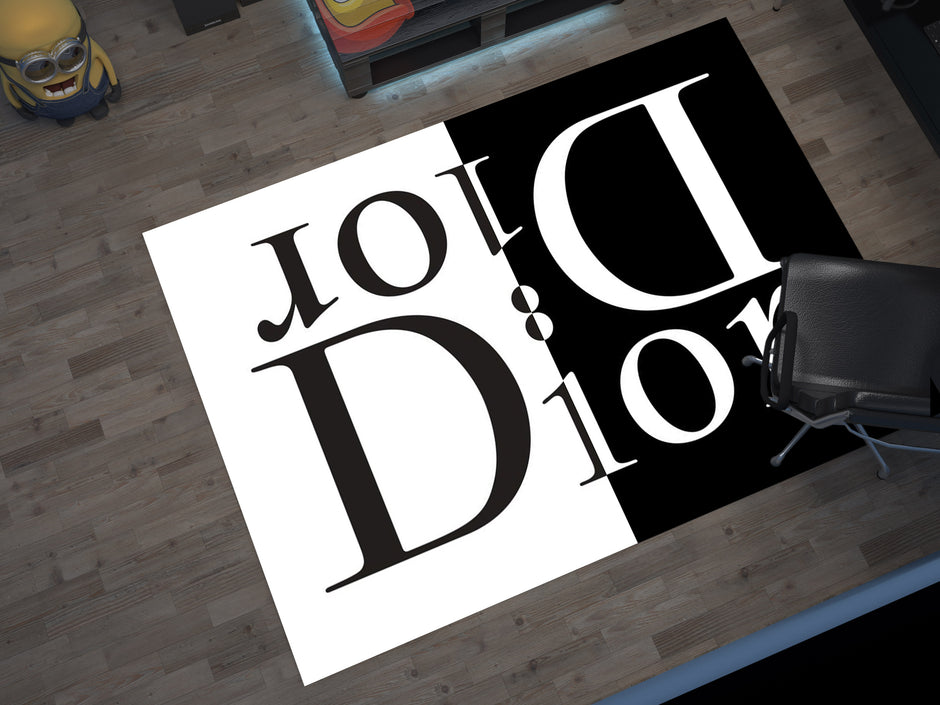 Dior-Inspired Black and White Rug – A Luxury Fashion Statement for Your Space