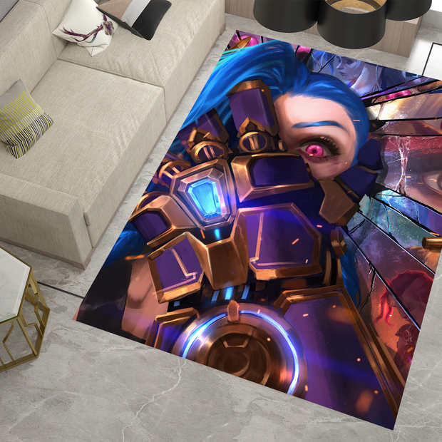 Arcane Jinx Rug, League of Legends Carpet, Gamer Rug Decoration