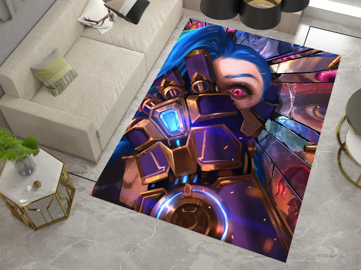 Arcane Jinx Rug, League of Legends Carpet, Gamer Rug Decoration