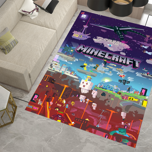 Minecraft Nether to End Themed Custom Rug – Perfect for Gaming Rooms
