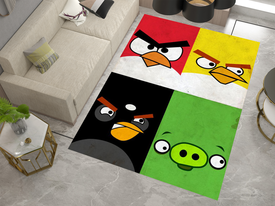 Angry Birds Rug - Bold and Fun Character Design for Any Room, Game Carpet