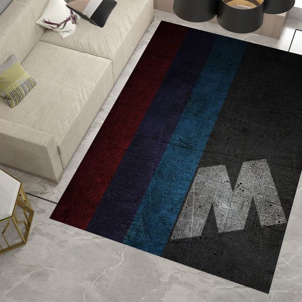 BMW Car Rug, Racing Inspired Carpet, Garage Rug