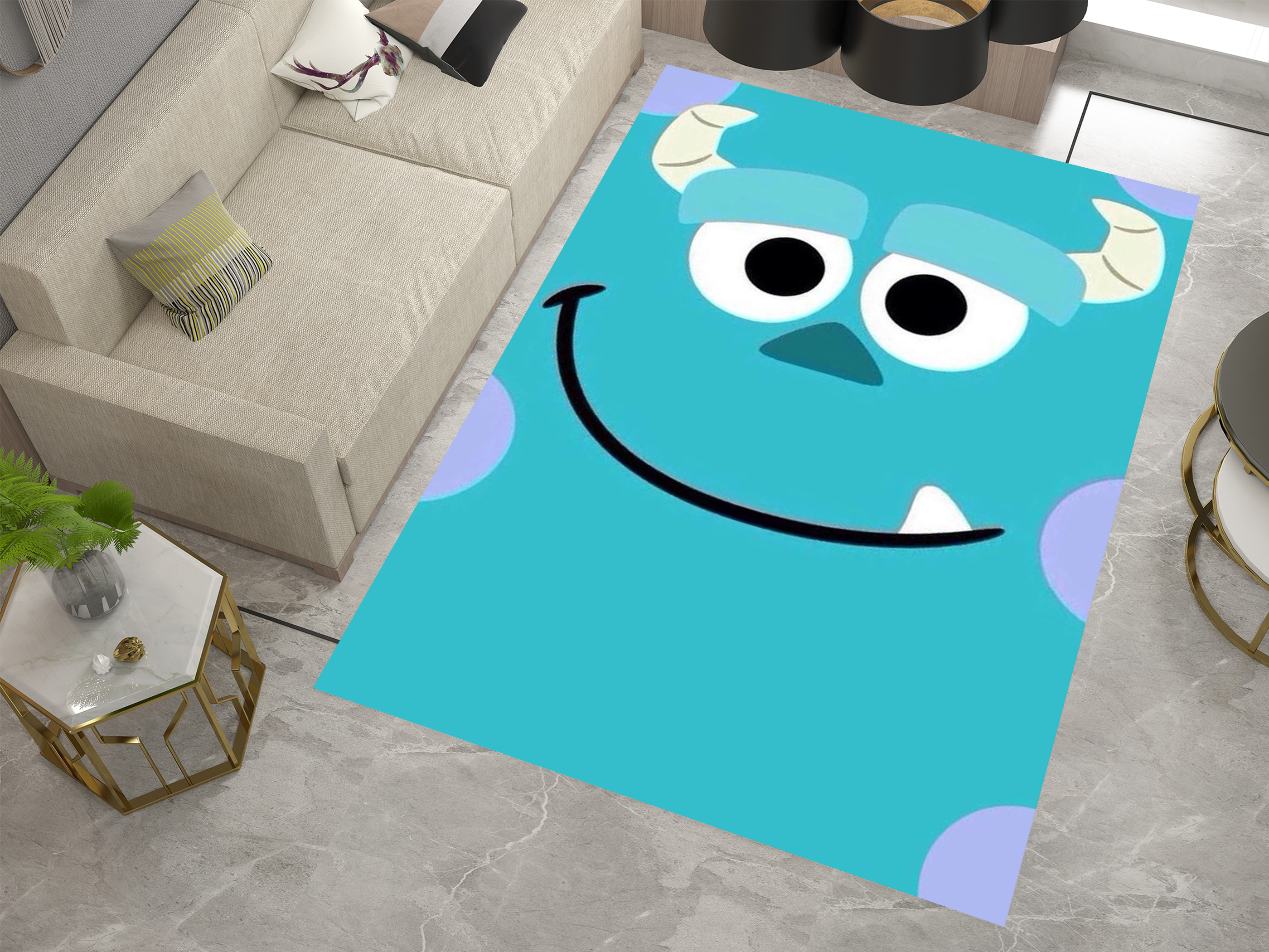 Sully's Smile Monsters Rug, Cartoon-Inspired Carpet, Kids' Room Rug