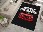 BMW E30 Car Rug, Racing Inspired Red Carpet, Garage Rug