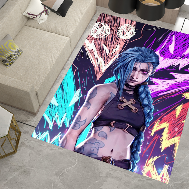 Arcane Jinx Rug, League of Legends Carpet, Gamer Rug Decoration