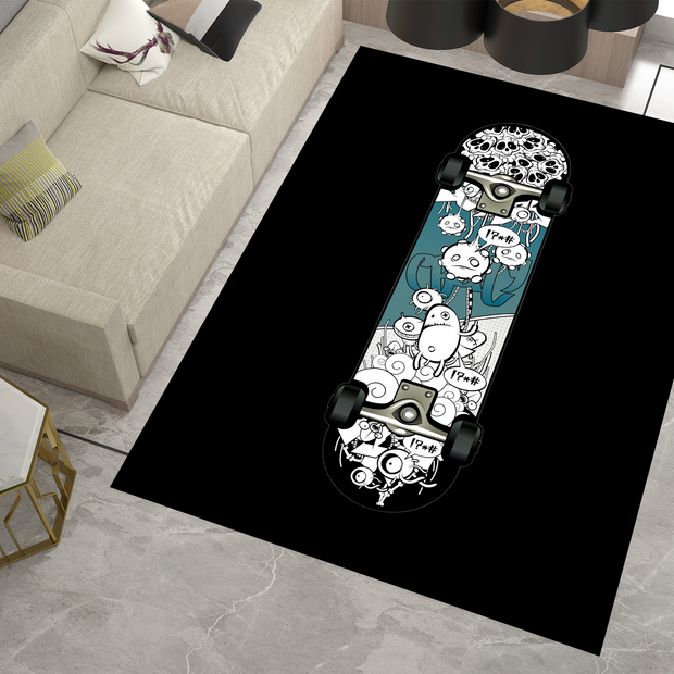 Custom Skateboard Art Rug - Bold and Urban Skate Culture Design Carpet