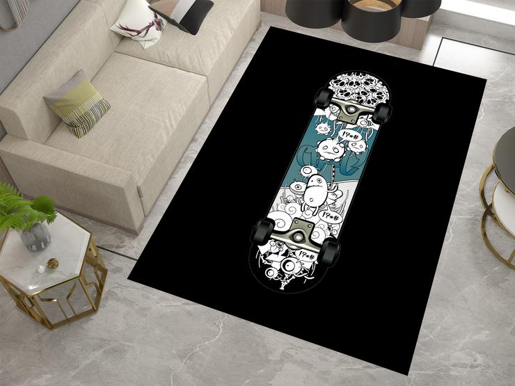 Custom Skateboard Art Rug - Bold and Urban Skate Culture Design Carpet