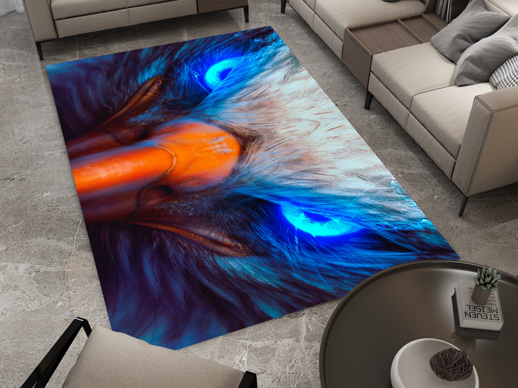 Fierce Eagle Eyes Rug, Bold Animal Design, Statement Carpet for Unique Interiors