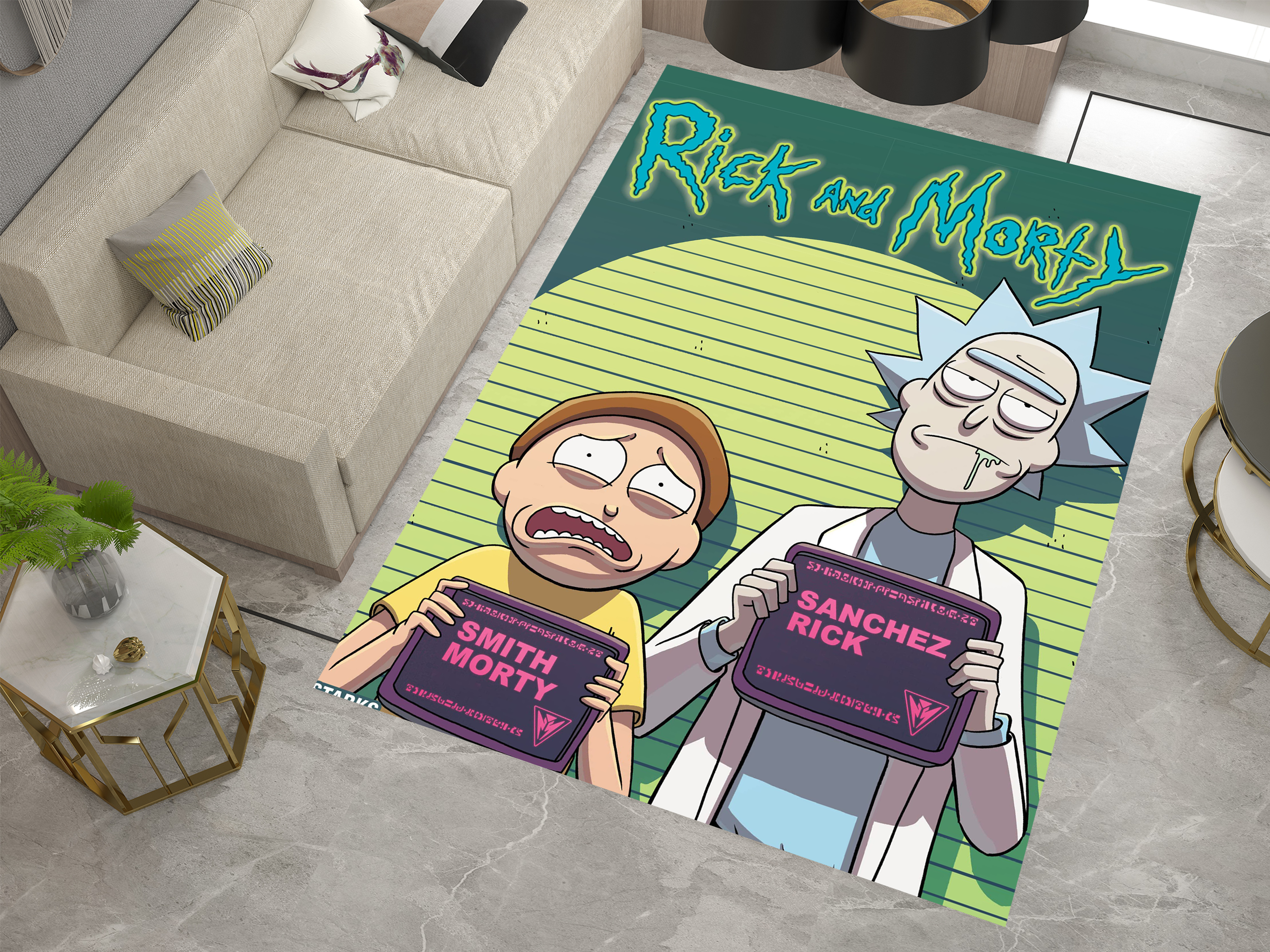 Rick and Morty Rug, Cartoon-Inspired Carpet, Portal Rick Rug, Geek Gift
