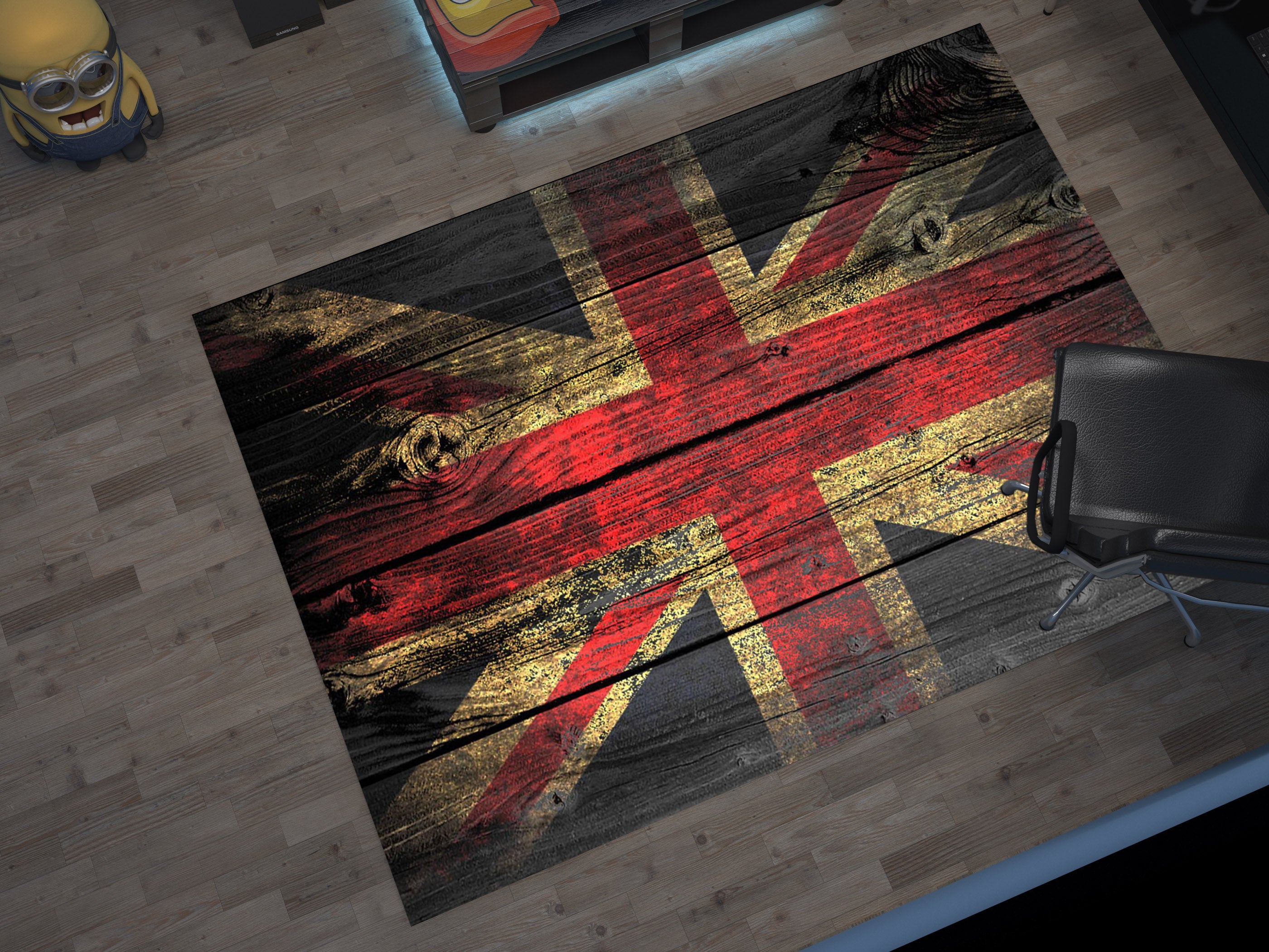 English Vintage Union Jack Custom Rug – British Flag Inspired Room Decor