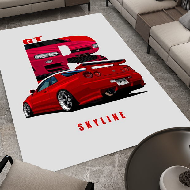 Nissan Skyline GTR Car Rug, Racing Inspired Carpet, Garage Rug