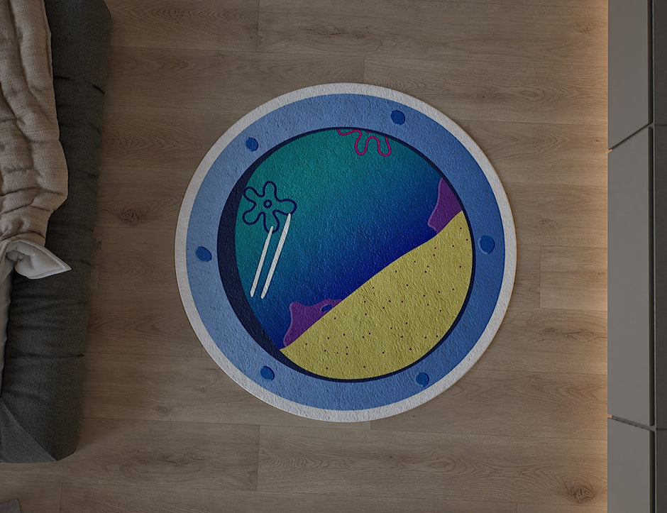 SpongeBob Round Rug, Cartoon-Inspired Carpet, Kids' Room Rug