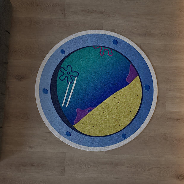 SpongeBob Round Rug, Cartoon-Inspired Carpet, Kids' Room Rug