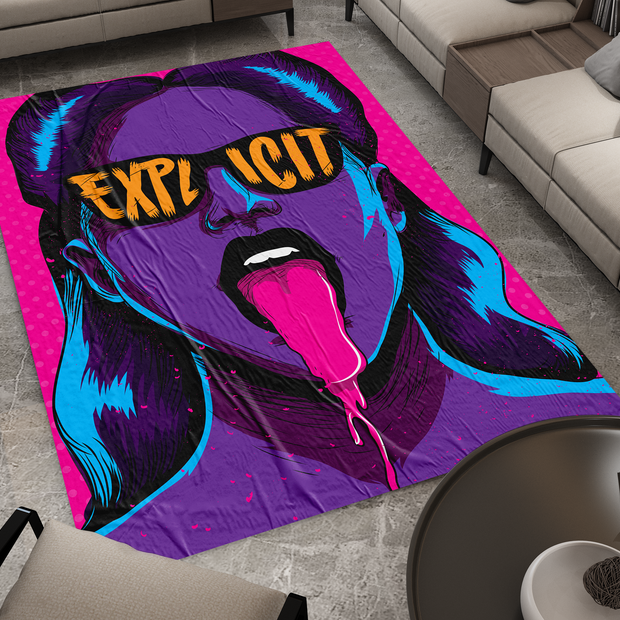 Explicit Pop Art Rug - Hip hop and Vibrant Street Style Design, Cool Vibes Carpet
