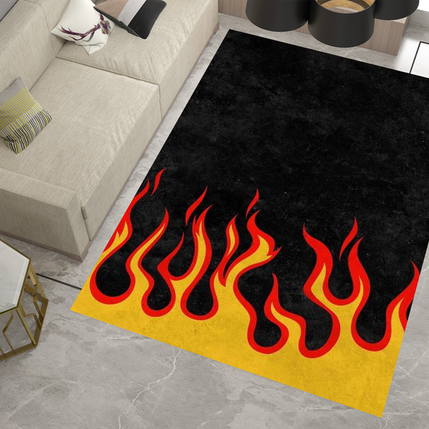 Flaming Cool Rug - Bold Fire-Inspired Design Flame Carpet