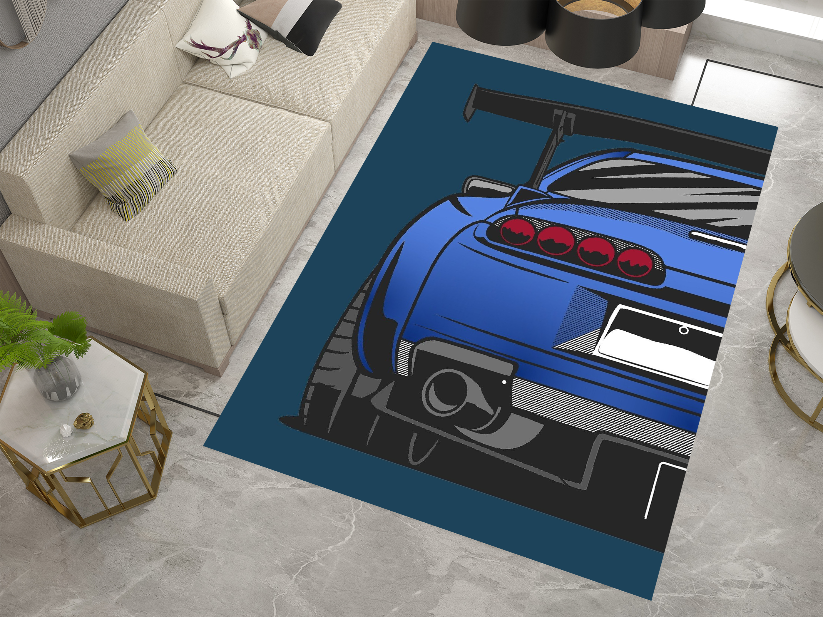 Supra Car Rug, Racing Inspired Carpet, Garage Rug, Toyota Supra Decoration