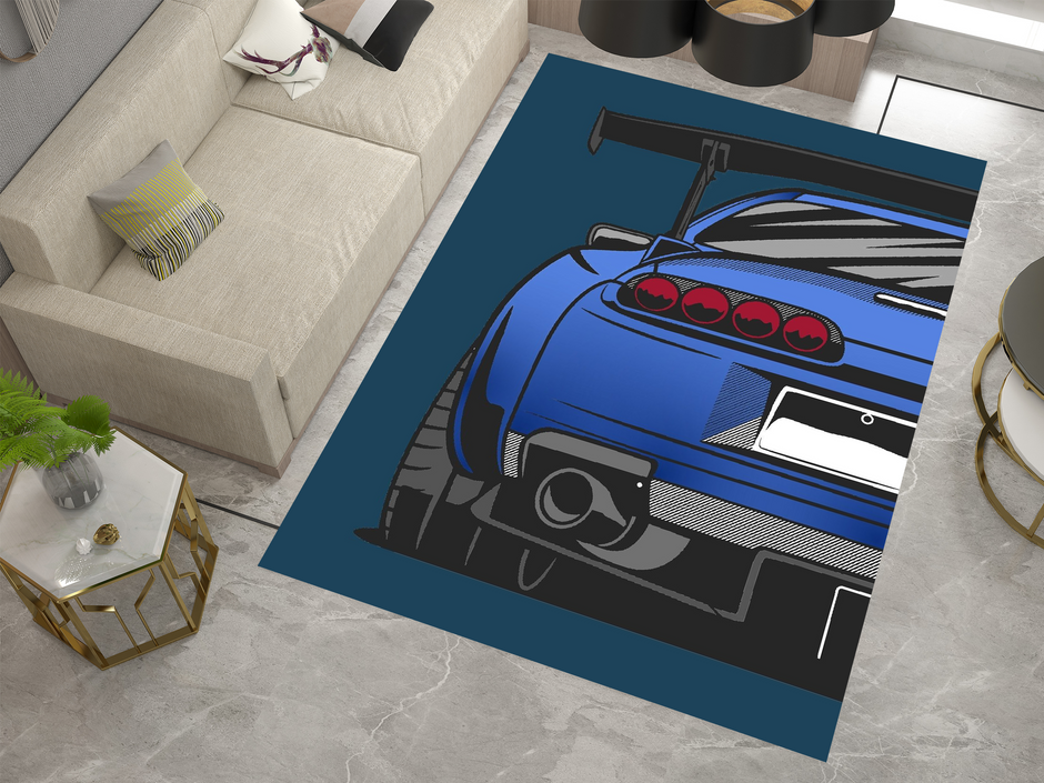 Supra Car Rug, Racing Inspired Carpet, Garage Rug, Toyota Supra Decoration