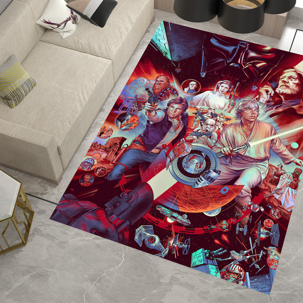 Star Wars Classic Rug, Epic Battle Scene Carpet, Galactic Home Decor