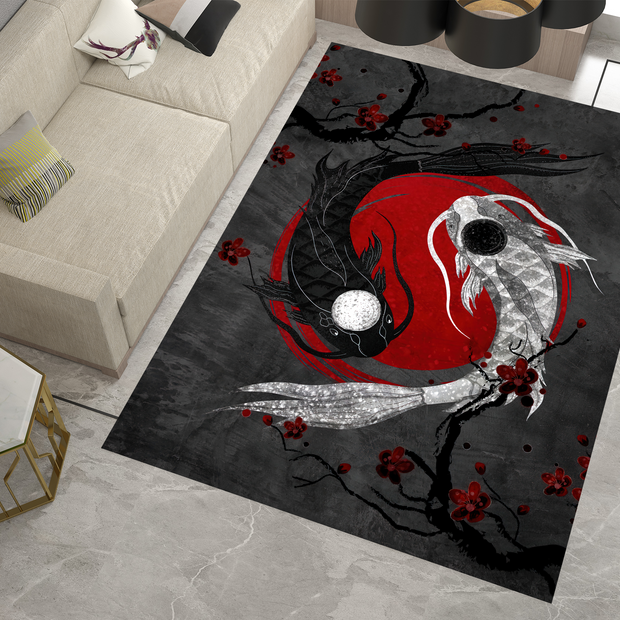 Yin Yang Koi Rug, Asian Decoration Carpet, Cozy Rug