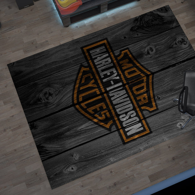 Harley-Davidson Road Custom Rug – Biker-Inspired Garage Decor for Motorcycle Enthusiasts, Motorcycle Carpet