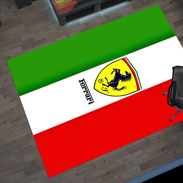 Ferrari Carbon Car Rug, Racing Inspired Italian Carpet, Garage Rug, Ferrari Decoration
